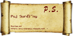 Puj Surány névjegykártya